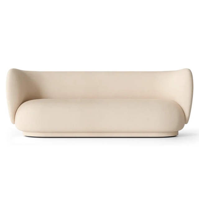 Canapea alb antic din textil pentru 3 persoane Rico Brushed Ferm Living