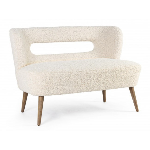 Canapea alba/maro din textil pentru 2 persoane Cortina Bizzotto