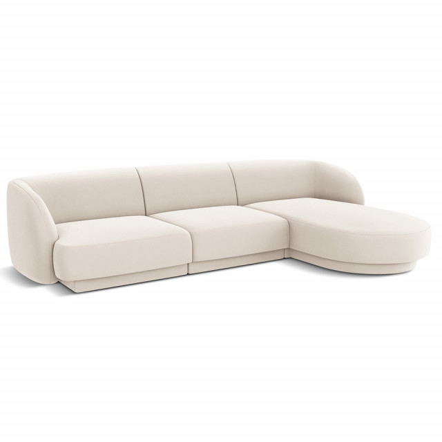 Canapea bej deschis din catifea pentru 4 persoane Miley Right Micadoni