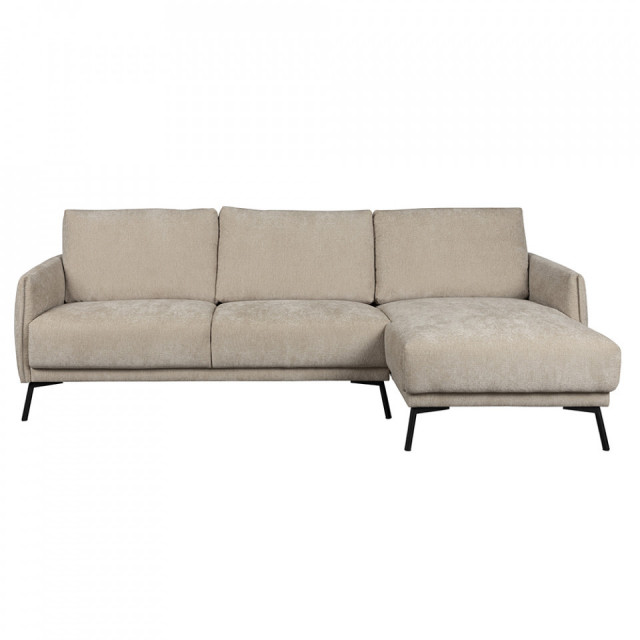 Canapea cu colt crem din material textil si lemn 246 cm Harper Right Dutchbone