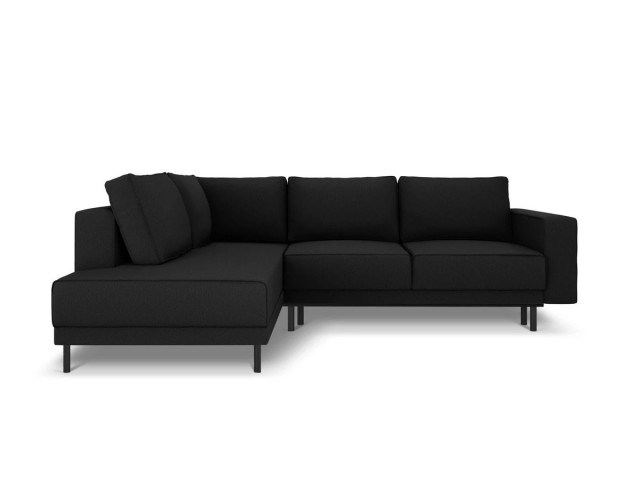 Canapea cu colt extensibila negru din textil pentru 5 persoane Caro Left Besolux