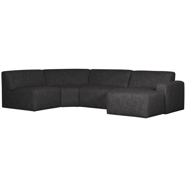 Canapea cu colt gri antracit din textil 315 cm Avelon U-Sofa Woood