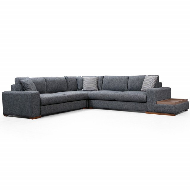 Canapea cu colt gri antracit din textil pentru 4 persoane Loop 5 The Home Collection