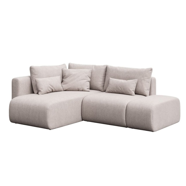 Canapea cu colt gri deschis din textil pentru 4 persoane Lumine Left Style Mesonica