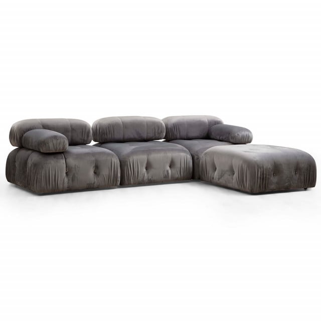 Canapea cu colt gri din textil pentru 3 persoane Bubble Right The Home Collection