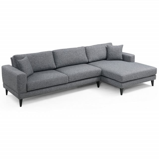 Canapea cu colt gri inchis din textil pentru 3 persoane Right Nordic The Home Collection