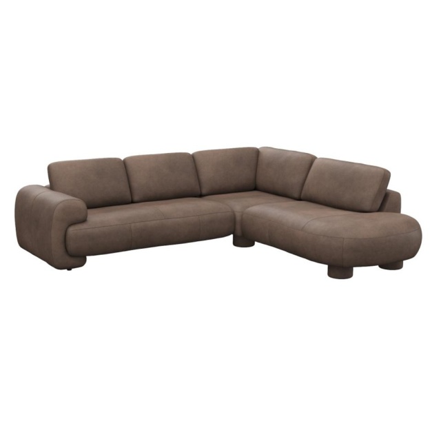 Canapea cu colt maro din piele pentru 2.5 persoane Molino Right Flexlux