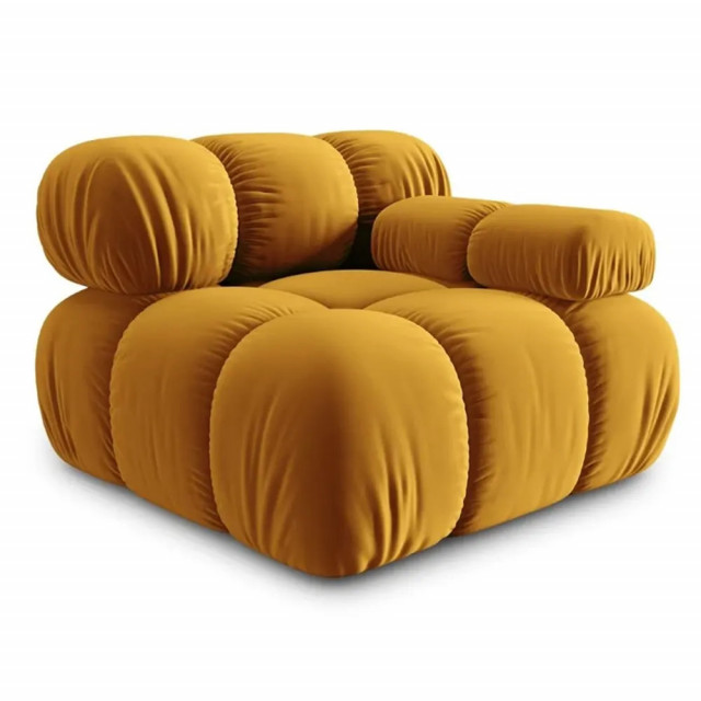 Canapea cu colt modulara galbena din catifea pentru 1 persoana Bellis Right Besolux