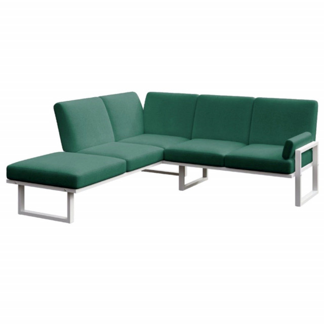 Canapea cu colt pentru exterior verde inchis/alb din olefina si otel 216 cm Soledo Left Mesonica