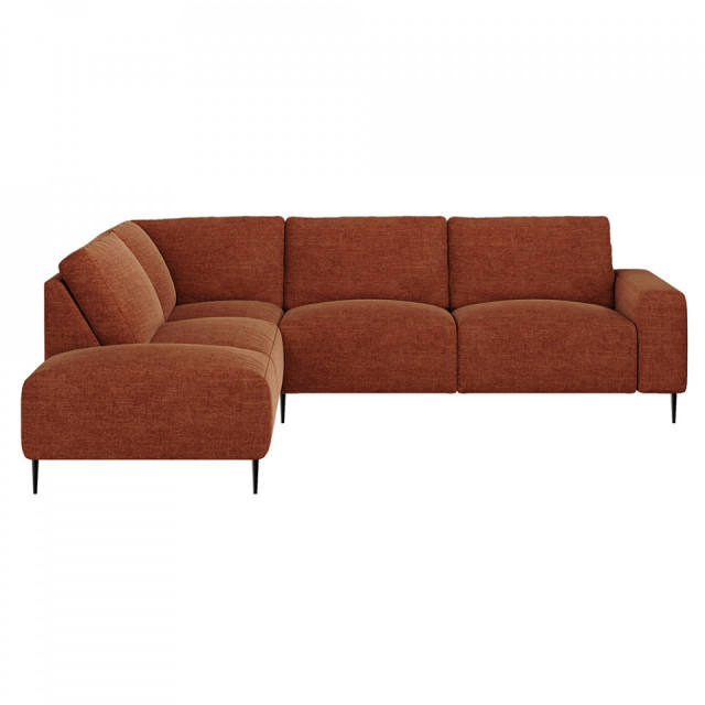 Canapea cu colt portocalie din poliester si lemn pentru 4 persoane Tendo Left Mesonica