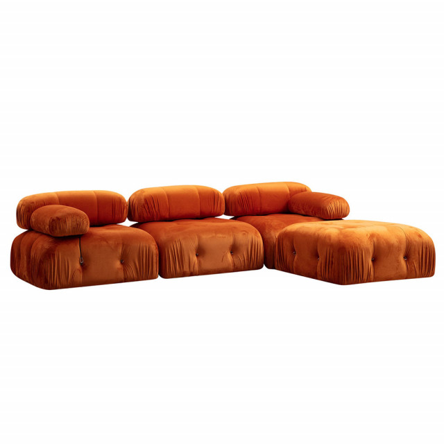 Canapea cu colt portocalie din textil pentru 3 persoane Bubble Right The Home Collection