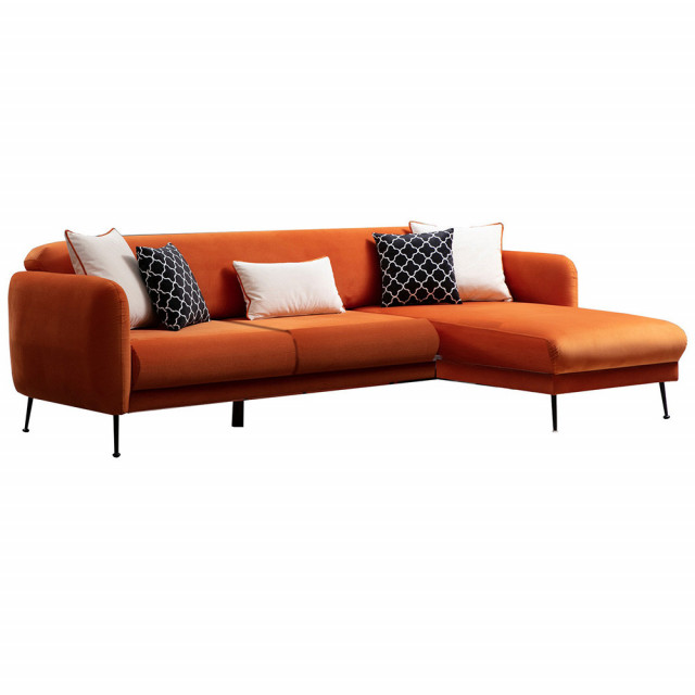Canapea cu colt portocalie din textil pentru 3 persoane Right Sevilla The Home Collection