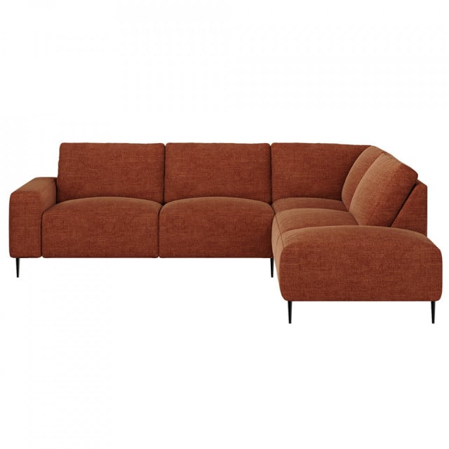 Canapea cu colt portocalie din textil pentru 4 persoane Tendo Right Mesonica