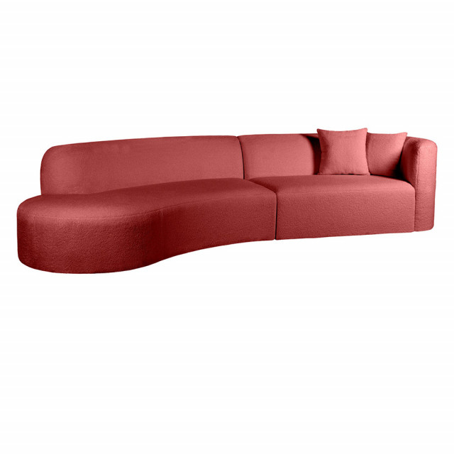 Canapea cu colt rosu inchis din textil pentru 3 persoane Banana V2 Left The Home Collection