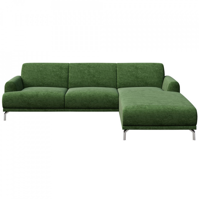 Canapea cu colt verde din textil pentru 4 persoane Puzo Right Mesonica