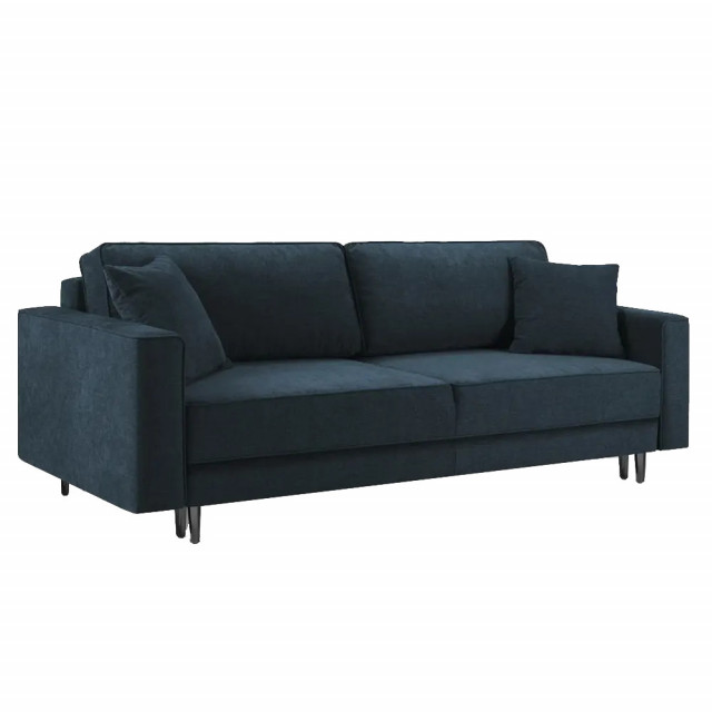 Canapea extensibila albastra/neagra din textil si lemn de pin pentru 3 persoane Dunas Besolux