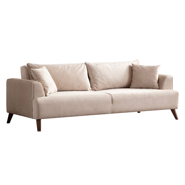 Canapea extensibila ecru din textil pentru 3 persoane Buhara The Home Collection