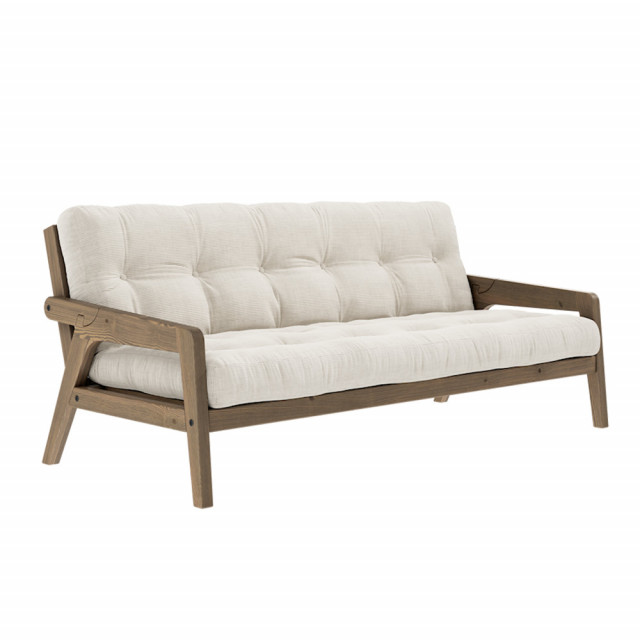 Canapea extensibila ivoriu/maro inchis din poliester si lemn de pin 204 cm Grab Karup Design