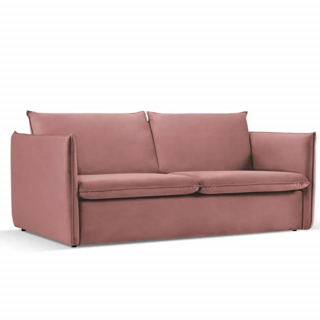Canapea extensibila roz din catifea pentru 3 persoane Agate Besolux