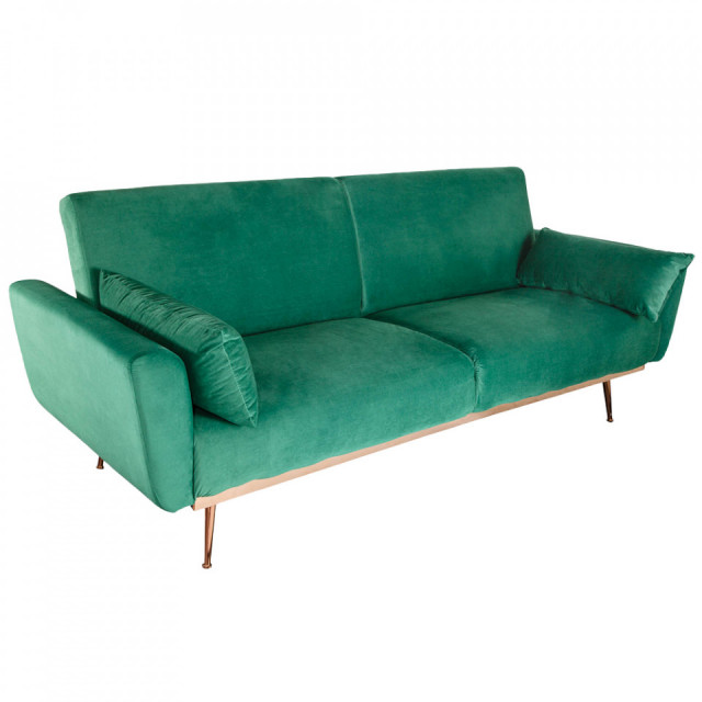 Canapea extensibila verde din catifea 210 cm Bellezza The Home Collection