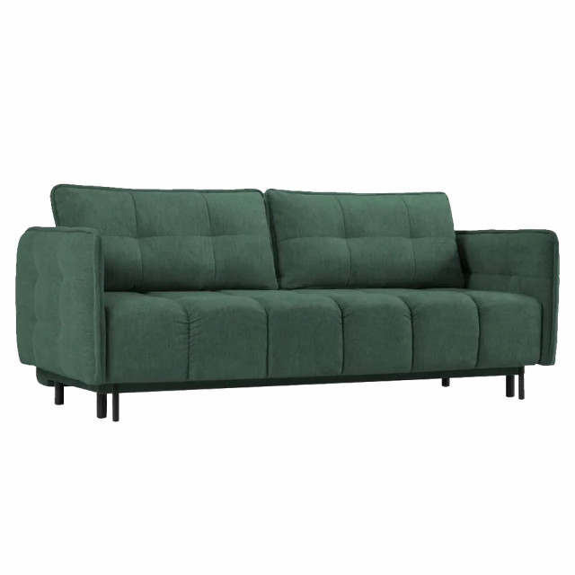 Canapea extensibila verde/neagra din textil si lemn de pin pentru 3 persoane Haidi Besolux