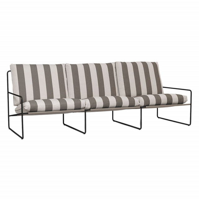 Canapea exterior maro/neagra din textil pentru 3 persoane Desert Ferm Living
