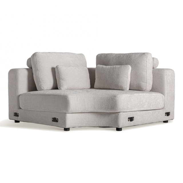 Canapea modulara alb antic din textil pentru 1 persoana Deruta Central Vical Home