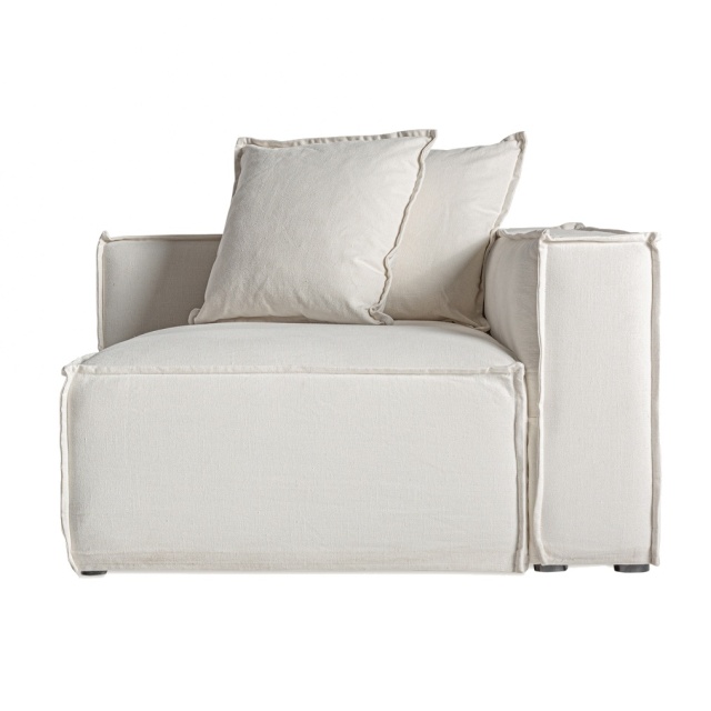 Canapea modulara alba din bumbac pentru 1 persoana Izquierda Corner Right Vical Home