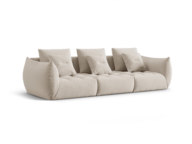 Canapea modulara ecru din catifea pentru 4 persoane Bloom Besolux