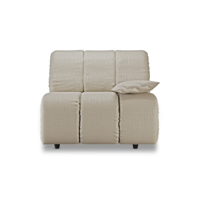 Canapea modulara ivorie din textil 98 cm Wave Low Pure Right HKliving