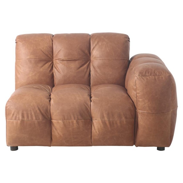 Canapea modulara maro coniac din piele 132 cm Hackman Corner Right Dutchbone