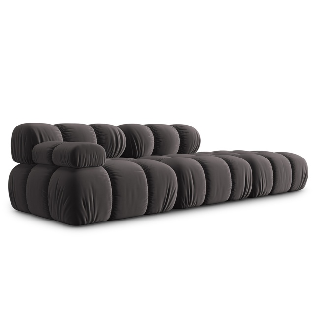 Canapea modulara neagra din catifea pentru 4 persoane Bellis Right Besolux
