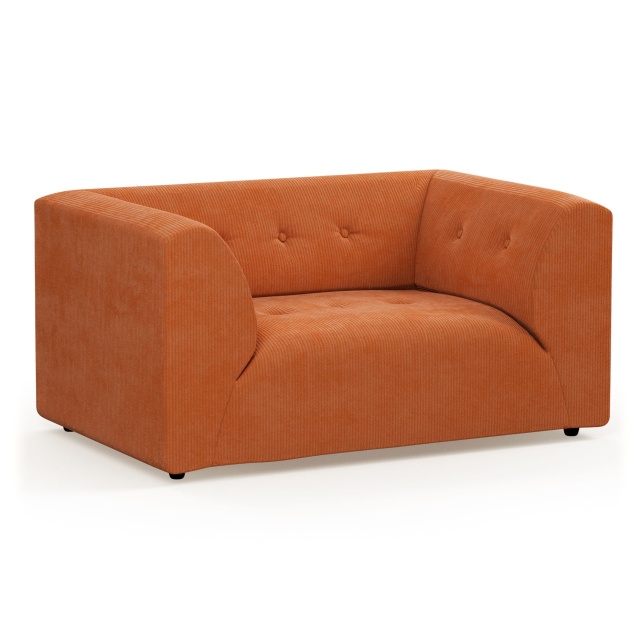 Canapea modulara portocalie din textil 148 cm Vint Corduroy Loveseat HKliving