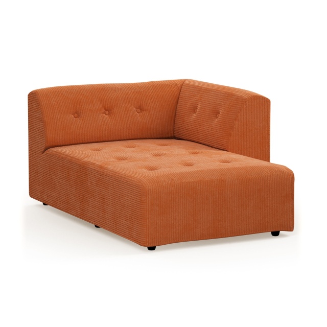Canapea modulara portocalie din textil 160 cm Vint Corduroy Divan Right HKliving