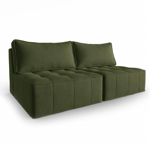 Canapea modulara verde din textil si lemn de pin pentru 3 persoane Mike Besolux