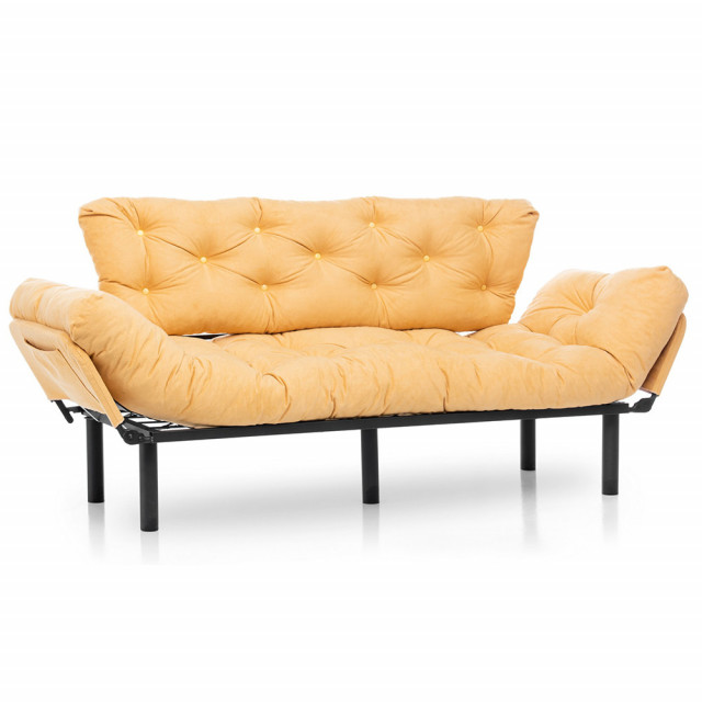 Canapea recliner galben mustar din textil pentru 3 persoane Nitta The Home Collection