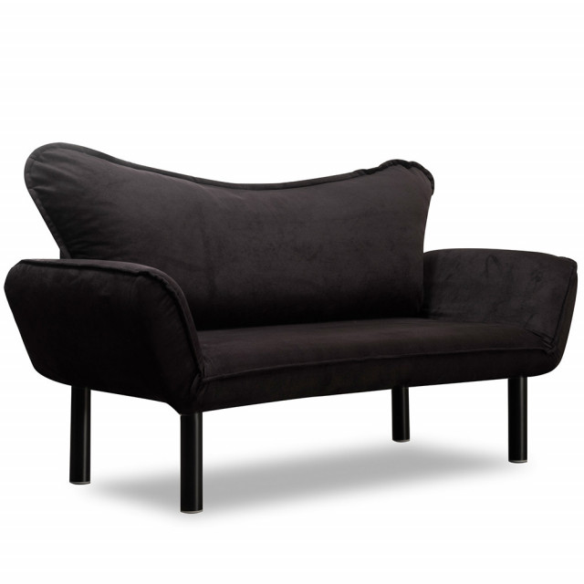 Canapea recliner neagra din textil pentru 2 persoane Chatto The Home Collection