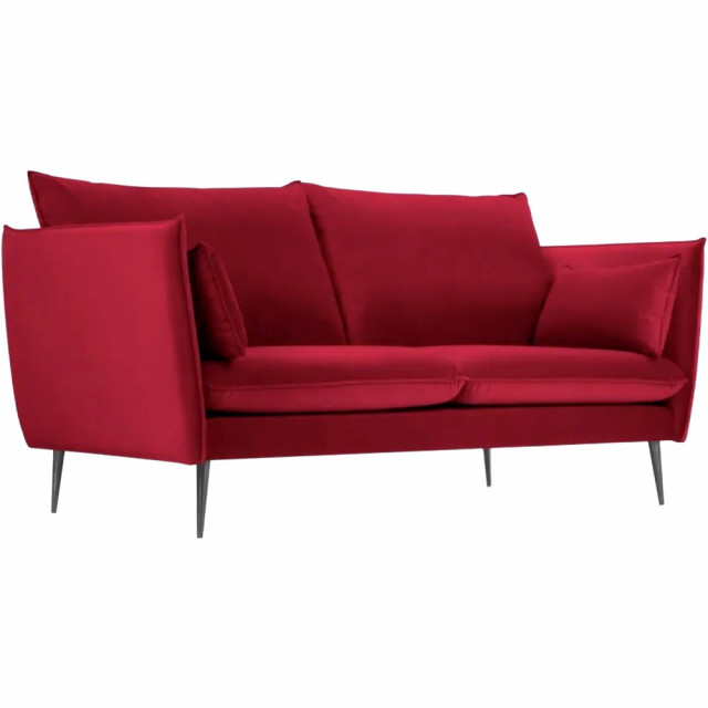 Canapea rosie din catifea si lemn de pin pentru 2 persoane Agate Besolux