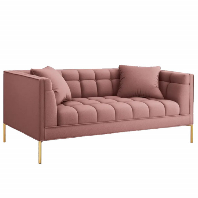 Canapea roz/aurie din textil si lemn de pin pentru 2 persoane Karoo Besolux