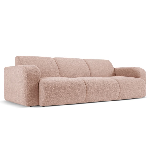 Canapea roz pudra din textil pentru 3 persoane Molino Boucle Besolux