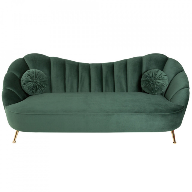 Canapea verde/aurie din catifea 220 cm Arielle The Home Collection