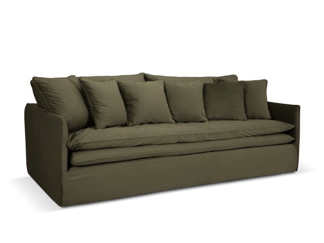 Canapea verde din catifea pentru 4 persoane Boho Blu Besolux