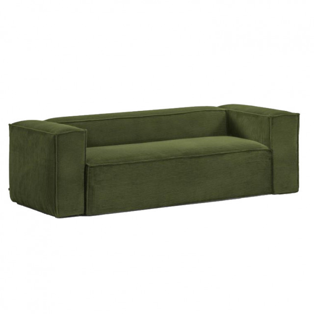 Canapea verde din textil pentru 2 persoane Blok Corduroy Kave Home