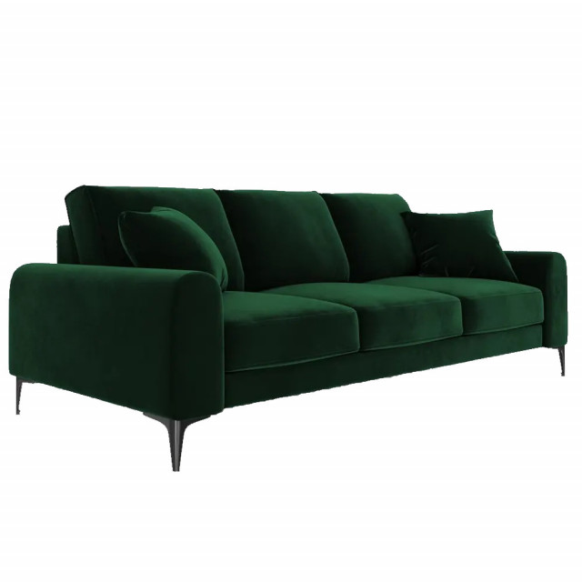 Canapea verde inchis/neagra din catifea pentru 4 persoane Larnite Besolux