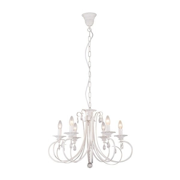Candelabru alb din metal cu 6 becuri Novia Zuma Line