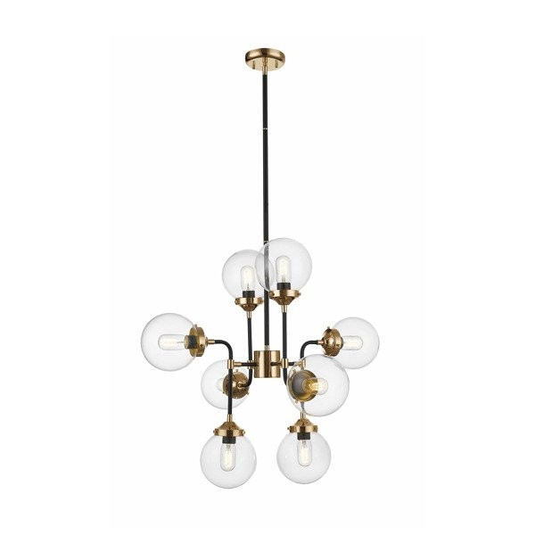 Candelabru auriu/negru din sticla si metal cu 8 becuri Riano Zuma Line