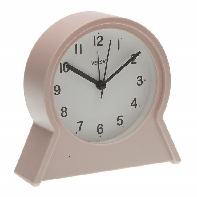 Ceas de masa roz din plastic 14x15 cm Alarm Versa Home