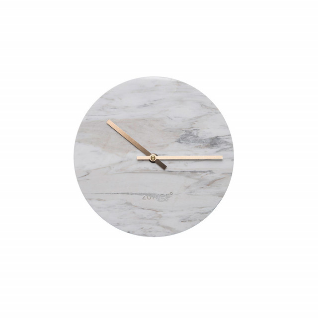 Ceas rotund alb din marmura  25 cm Marble Time White Zuiver