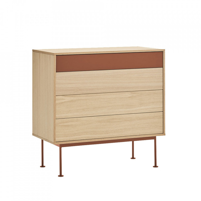 Comoda rosu caramiziu/maro din metal 90 cm Yoko Teulat
