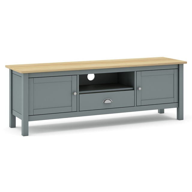 Comoda TV maro/verde khaki din lemn 158 cm Misti The Home Collection